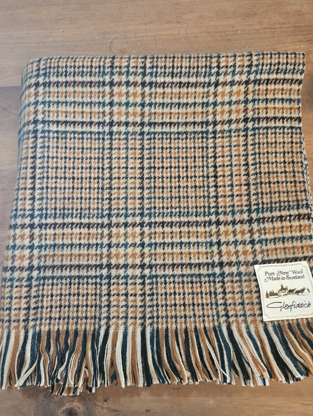 Vtg Glenfiddich Pure New Wool Plaid Fringed 54" x 70" Throw Made in Scotland EUC